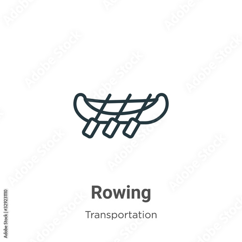 Rowing outline vector icon. Thin line black rowing icon, flat vector simple element illustration from editable transport aytan concept isolated stroke on white background photo