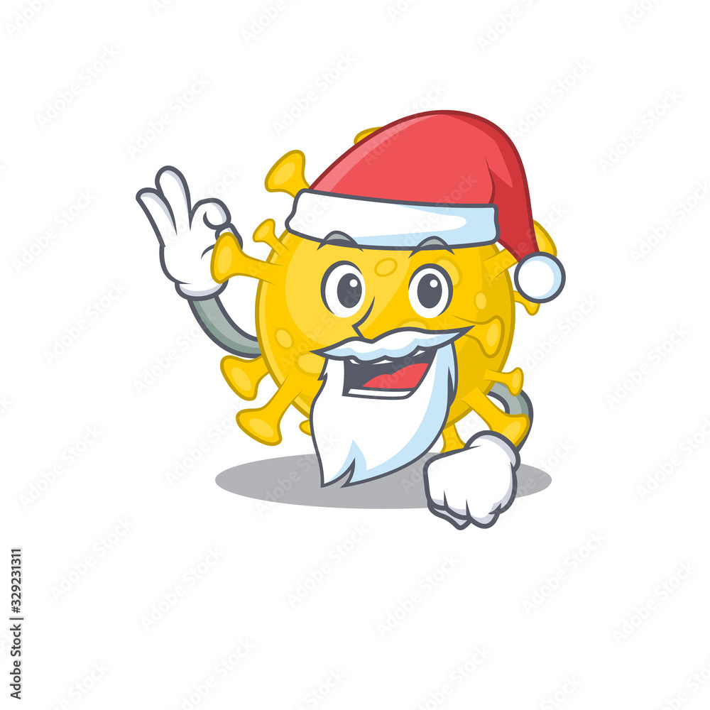 Corona virus diagnosis in Santa cartoon character design showing ok finger