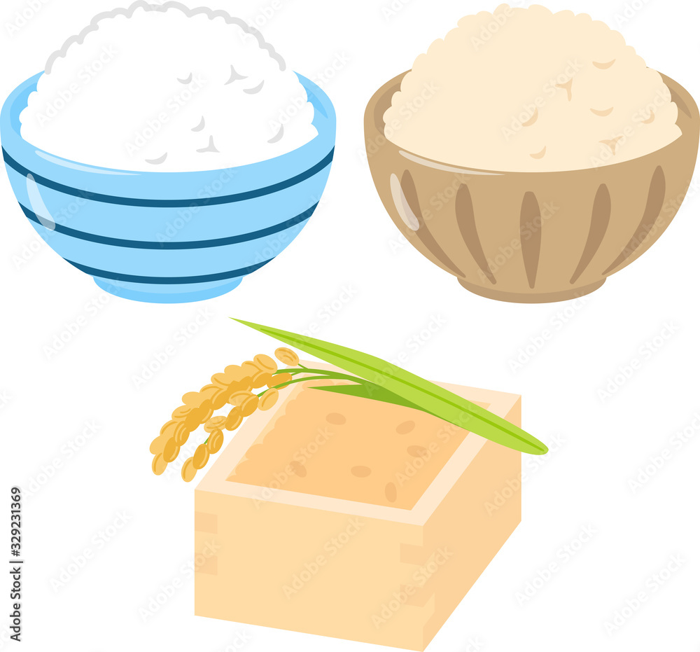 白米 玄米と升に入った米stock Vector Adobe Stock 白米 玄米と升に入った米stock Vector Adobe Stock