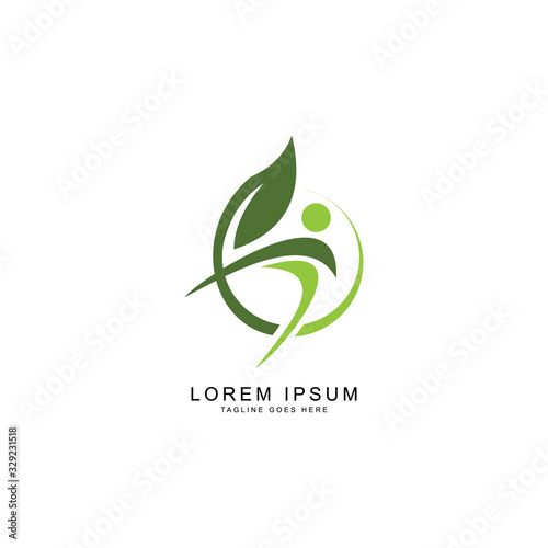 leaf people logo template