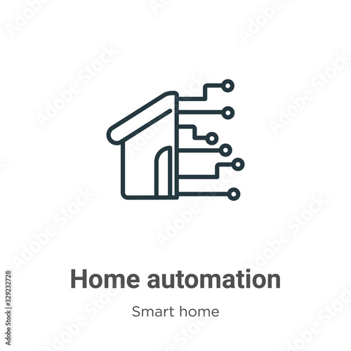 Home automation outline vector icon. Thin line black home automation icon, flat vector simple element illustration from editable smart home concept isolated stroke on white background