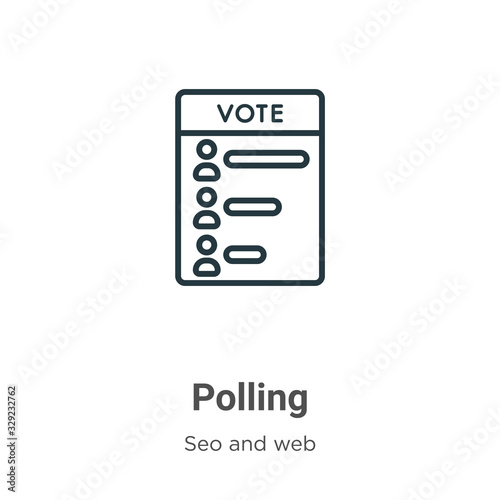 Polling outline vector icon. Thin line black polling icon, flat vector simple element illustration from editable seo and web concept isolated stroke on white background