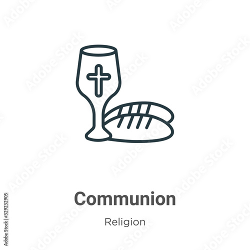Communion outline vector icon. Thin line black communion icon, flat vector simple element illustration from editable religion concept isolated stroke on white background