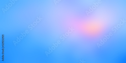 Pink light on blue cold sky empty blur background. Winter sun light on frosty defocused texture. Abstract illustration. 