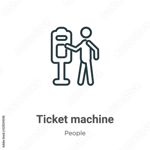 Ticket machine outline vector icon. Thin line black ticket machine icon, flat vector simple element illustration from editable people concept isolated stroke on white background