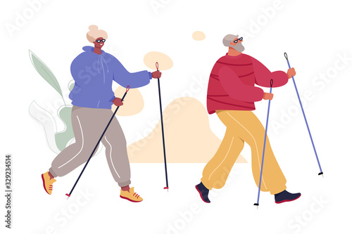 Nordic Walking Senior Couple