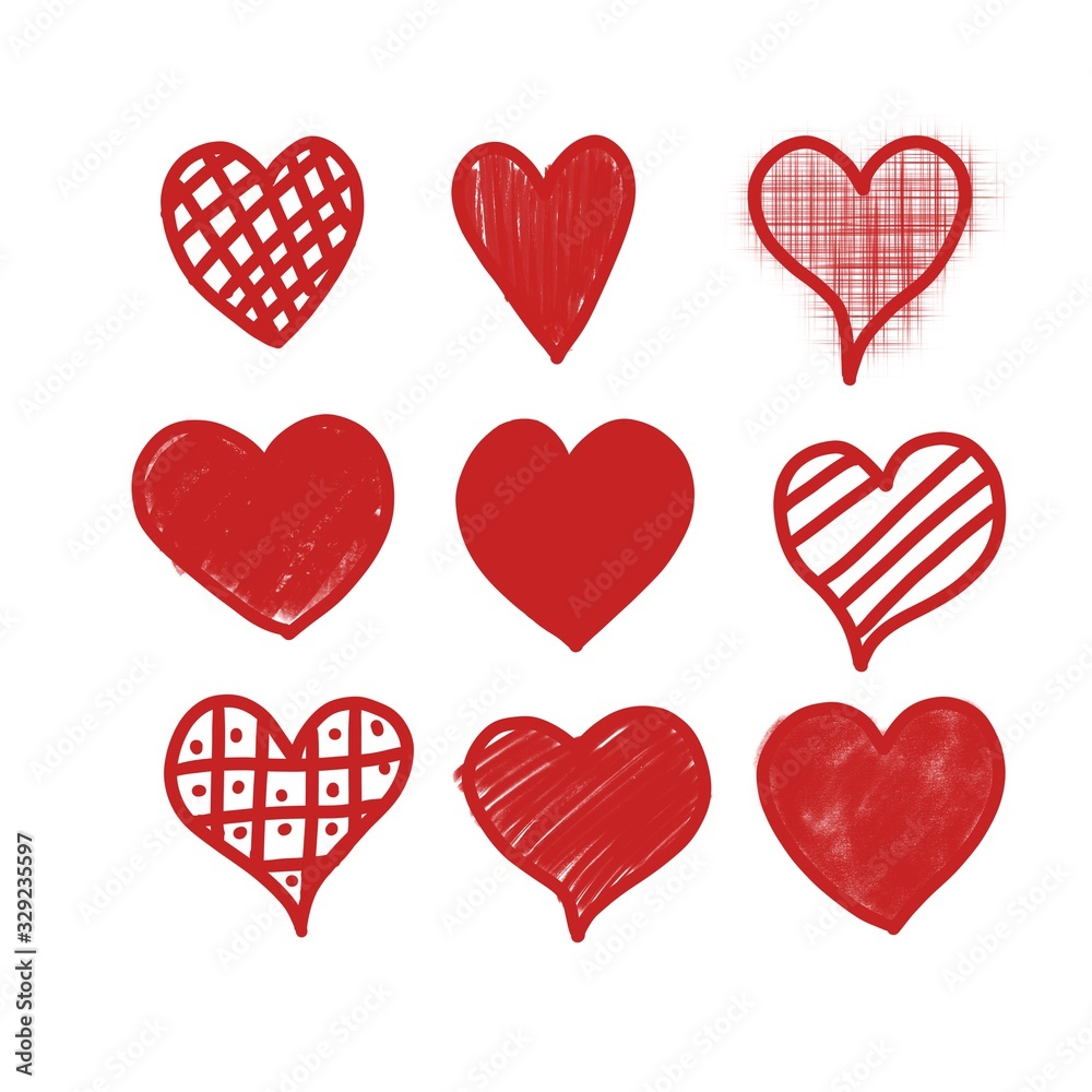 Hand drawn hearts icon sign Hand drawn hearts icon sign