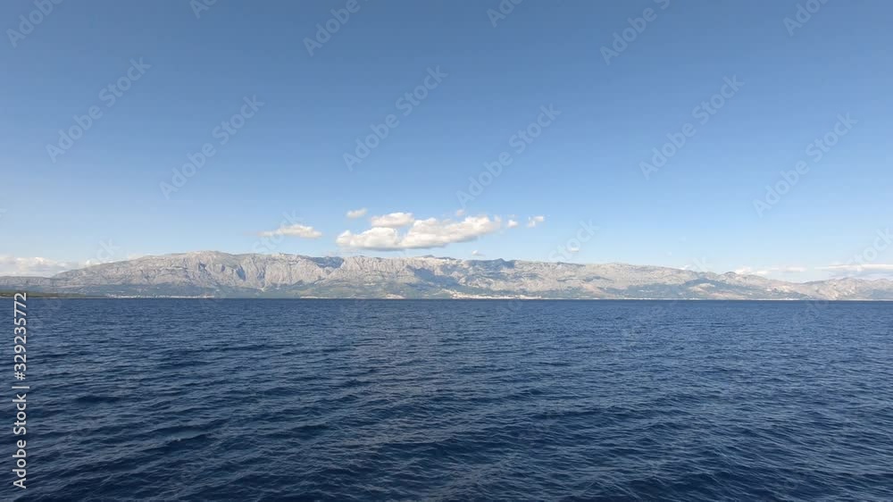 Boat trip around the Croatian coast. Drive from Makarska Riviera to the island of Hvar and Brac. Stabilized footage.