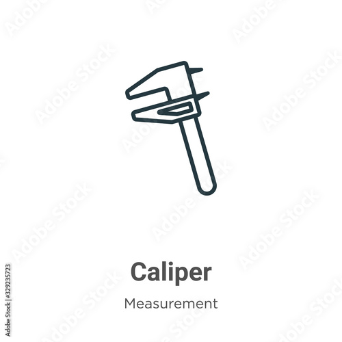 Caliper outline vector icon. Thin line black caliper icon, flat vector simple element illustration from editable measurement concept isolated stroke on white background