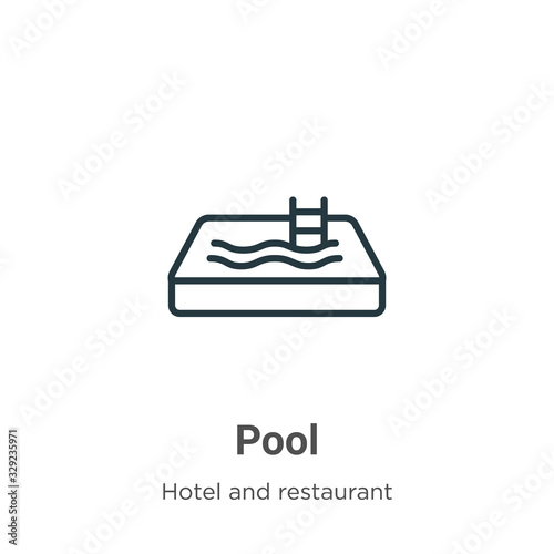 Pool outline vector icon. Thin line black pool icon, flat vector simple element illustration from editable hotel concept isolated stroke on white background