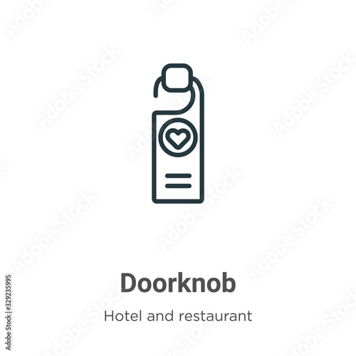 Doorknob outline vector icon. Thin line black doorknob icon, flat vector simple element illustration from editable hotel concept isolated stroke on white background