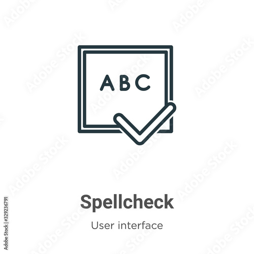 Spellcheck outline vector icon. Thin line black spellcheck icon, flat vector simple element illustration from editable user interface concept isolated stroke on white background photo
