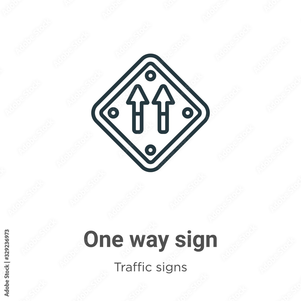 One way sign outline vector icon. Thin line black one way sign icon ...