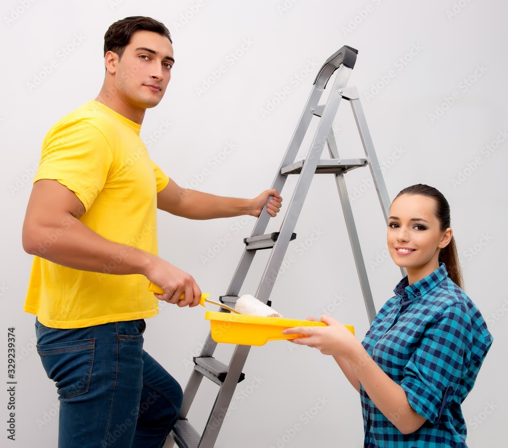 Wife and husband family doing home improvements Wife and husband family doing home improvements