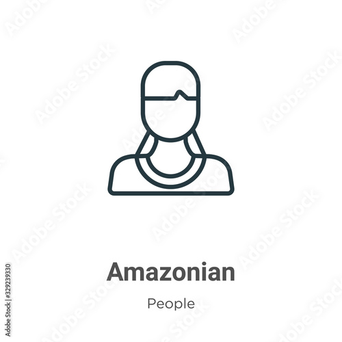Amazonian outline vector icon. Thin line black amazonian icon, flat vector simple element illustration from editable people concept isolated stroke on white background