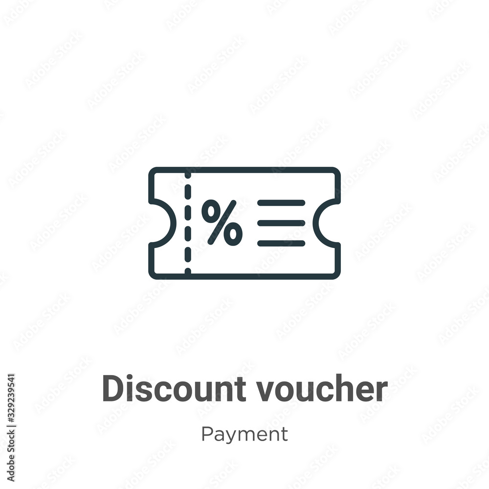 Discount voucher outline vector icon. Thin line black discount voucher