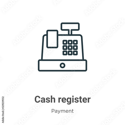 Cash register outline vector icon. Thin line black cash register icon, flat vector simple element illustration from editable payment methods concept isolated stroke on white background