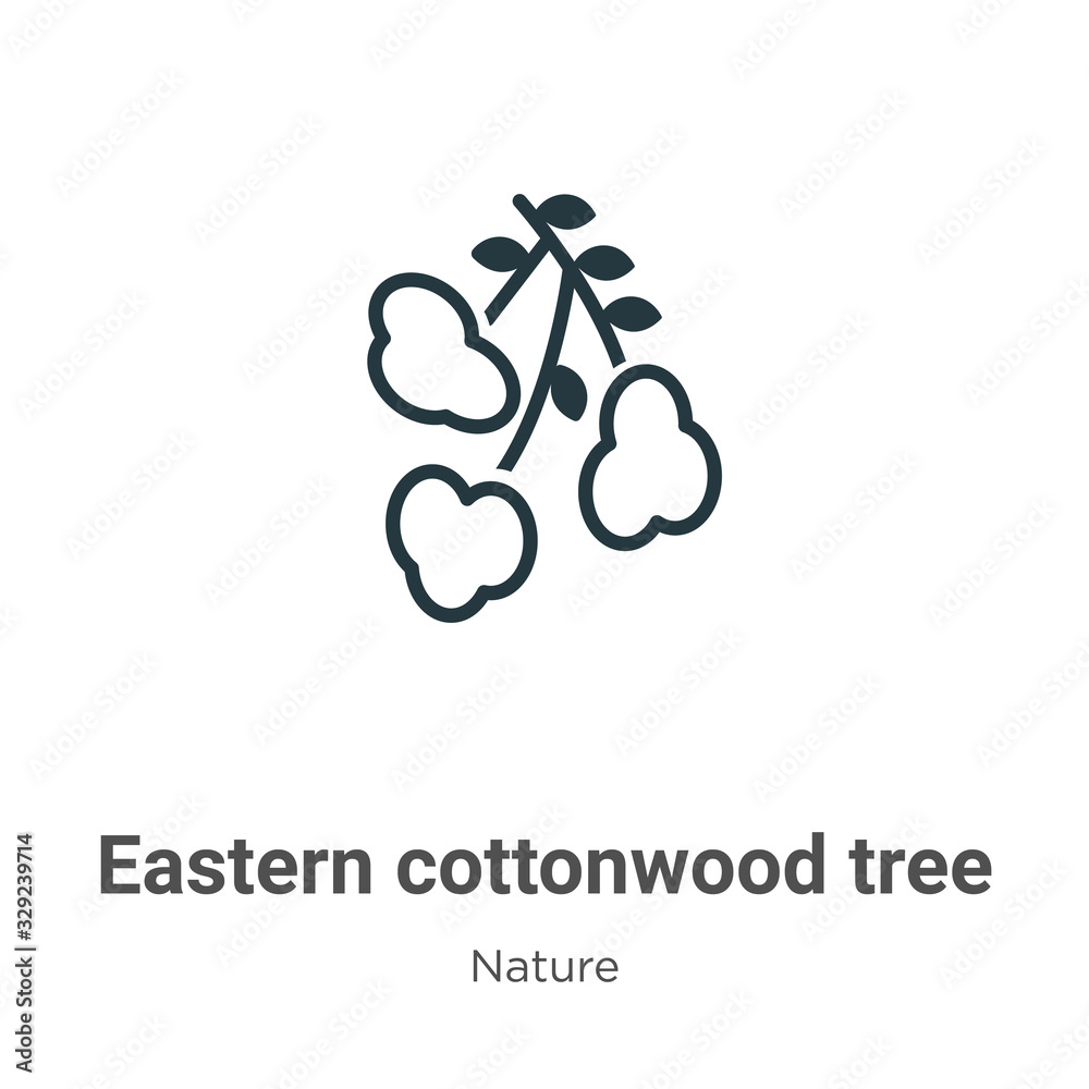 Eastern cottonwood tree outline vector icon. Thin line black eastern