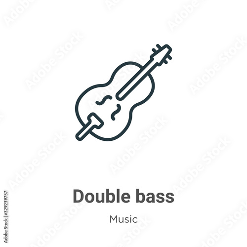 Double bass outline vector icon. Thin line black double bass icon, flat vector simple element illustration from editable music concept isolated stroke on white background