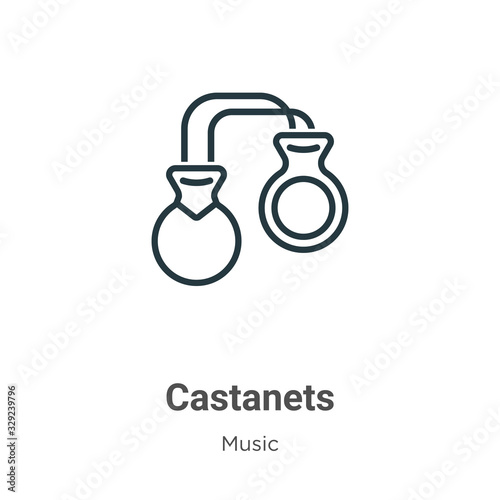 Castanets outline vector icon. Thin line black castanets icon, flat vector simple element illustration from editable music concept isolated stroke on white background