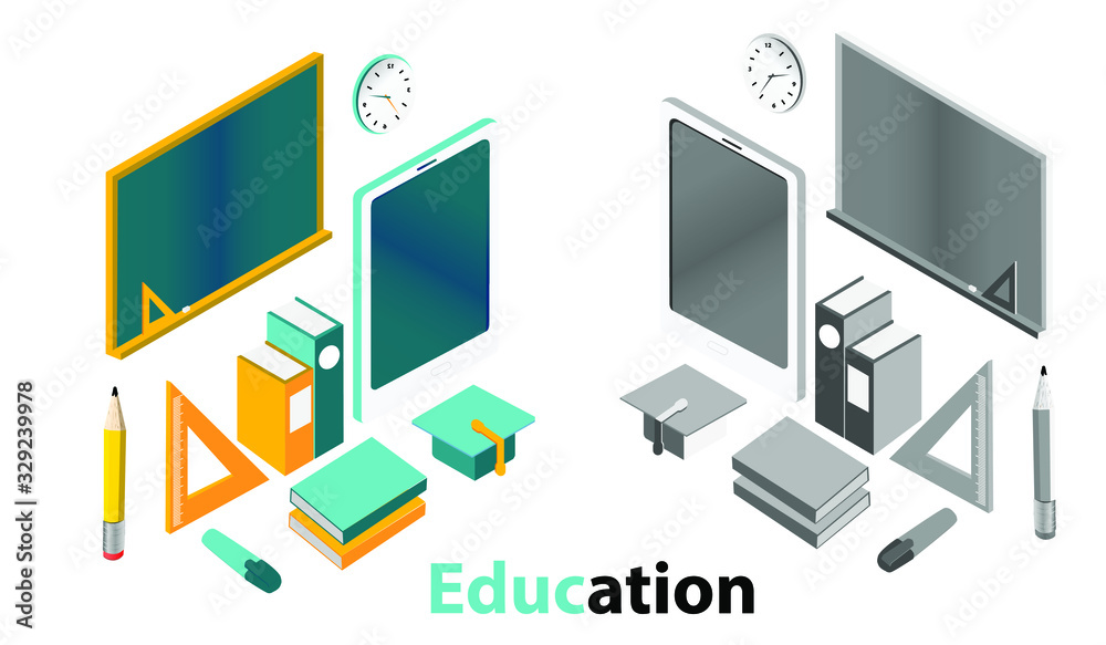 Vector set of school items for school education, blackboard, picks, rulers, pens and more. Vector set of school items for school education, blackboard, picks, rulers, pens and more.