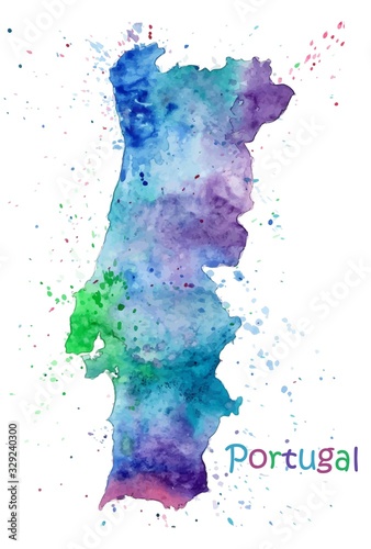 Fotografie Watercolor map of Portugal