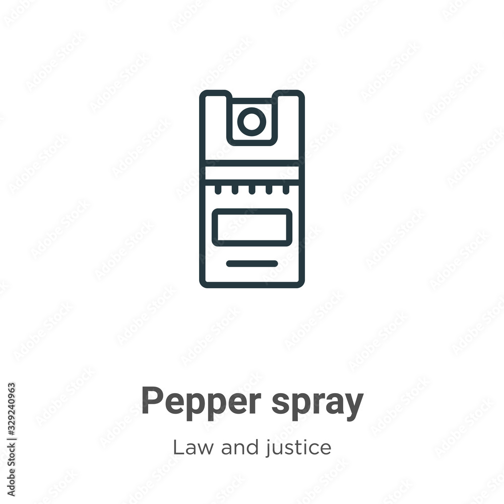 Pepper spray outline vector icon. Thin line black pepper spray icon