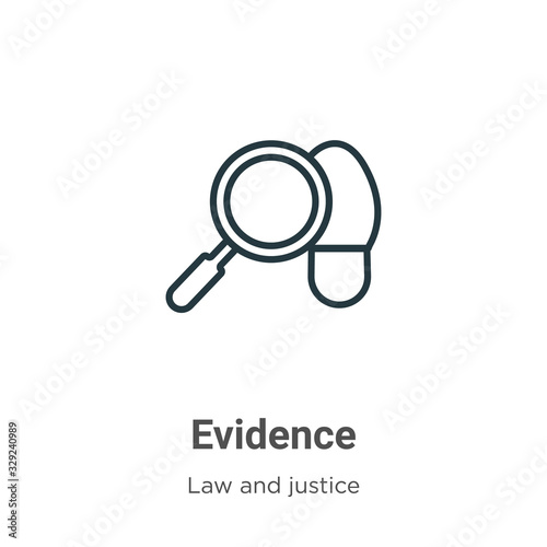 Evidence outline vector icon. Thin line black evidence icon, flat vector simple element illustration from editable law and justice concept isolated stroke on white background