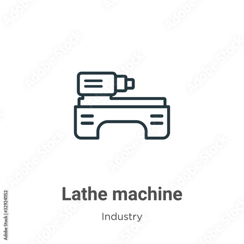 Lathe machine outline vector icon. Thin line black lathe machine icon, flat vector simple element illustration from editable industry concept isolated stroke on white background