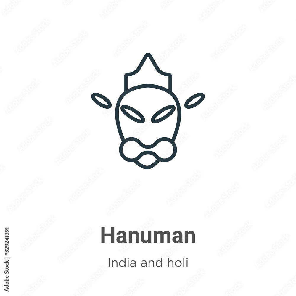 Hanuman outline vector icon. Thin line black hanuman icon, flat vector  simple element illustration from editable india concept isolated stroke on white  background Stock Vector | Adobe Stock