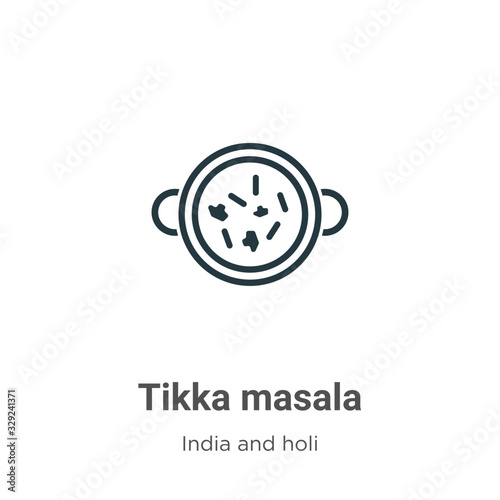 Tikka masala outline vector icon. Thin line black tikka masala icon, flat vector simple element illustration from editable india concept isolated stroke on white background