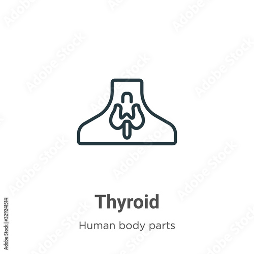 Thyroid outline vector icon. Thin line black thyroid icon, flat vector simple element illustration from editable human body parts concept isolated stroke on white background