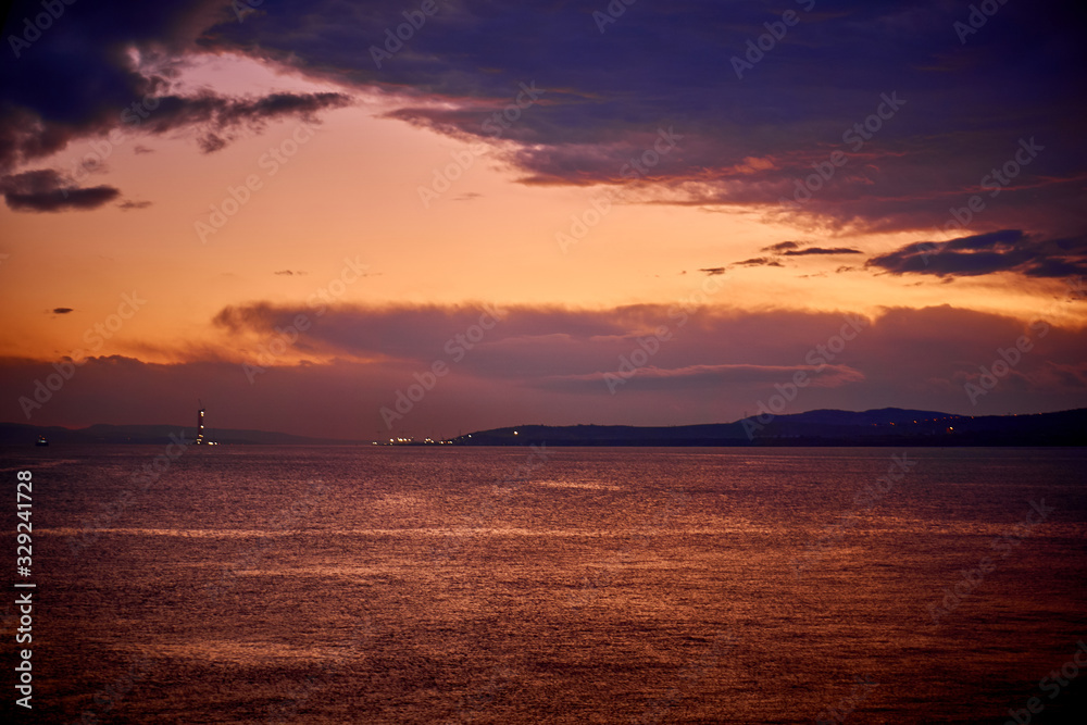 A beautiful view from Dardanelles strait at sunset A beautiful view from Dardanelles strait at sunset