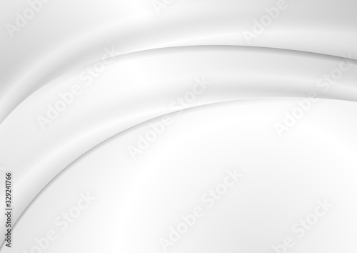 Abstract grey liquid flowing elegant waves graphic design. Smooth white silk wavy background. Vector illustration
