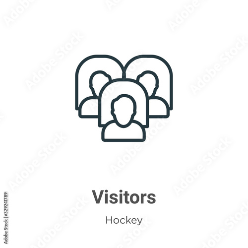 Visitors outline vector icon. Thin line black visitors icon, flat vector simple element illustration from editable hockey concept isolated stroke on white background