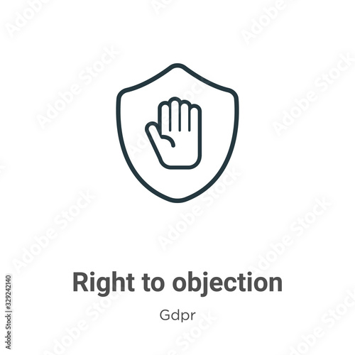 Right to objection outline vector icon. Thin line black right to objection icon, flat vector simple element illustration from editable gdpr concept isolated stroke on white background © Digital Bazaar