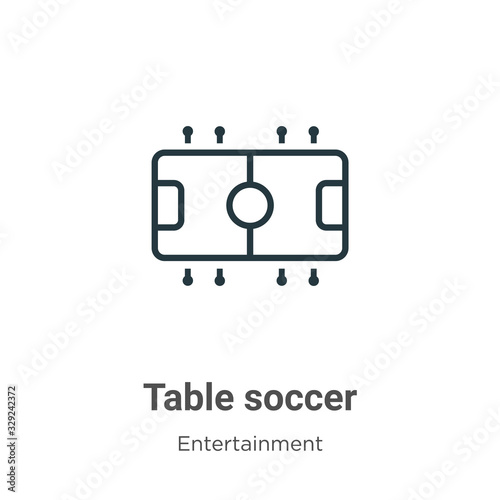 Table soccer outline vector icon. Thin line black table soccer icon, flat vector simple element illustration from editable entertainment concept isolated stroke on white background