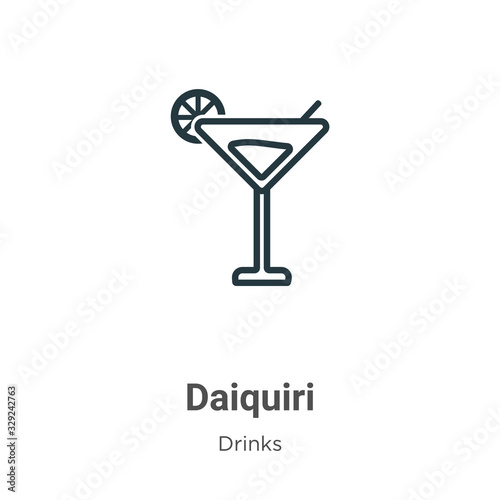 Daiquiri outline vector icon. Thin line black daiquiri icon, flat vector simple element illustration from editable drinks concept isolated stroke on white background