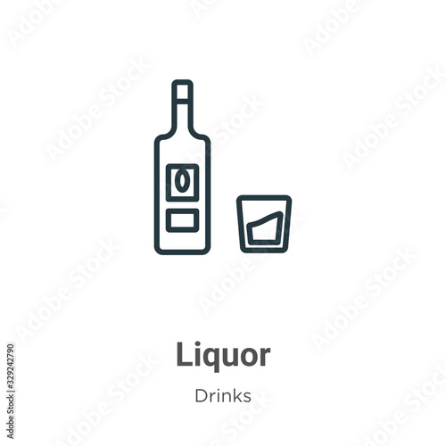 Liquor outline vector icon. Thin line black liquor icon, flat vector simple element illustration from editable drinks concept isolated stroke on white background