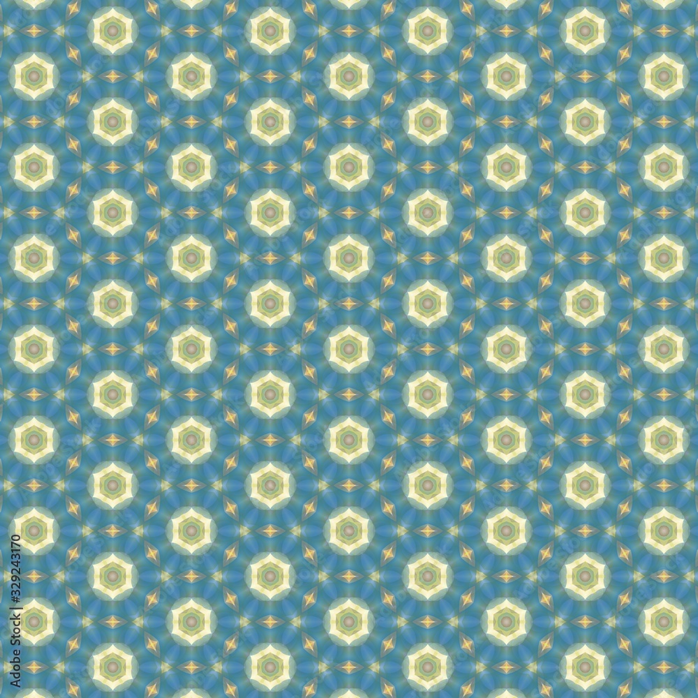 Colorful kaleidoscope seamless pattern, decorative round ornament, geometric design element, wallpaper, fabric, paper, furniture