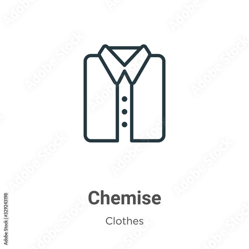 Chemise outline vector icon. Thin line black chemise icon, flat vector simple element illustration from editable clothes concept isolated stroke on white background