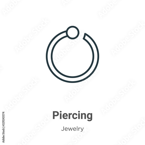 Piercing outline vector icon. Thin line black piercing icon, flat vector simple element illustration from editable jewelry concept isolated stroke on white background