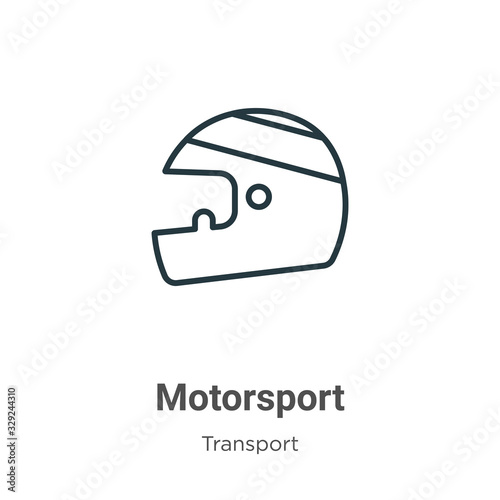 Motorsport outline vector icon. Thin line black motorsport icon, flat vector simple element illustration from editable transport concept isolated stroke on white background