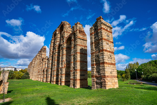 The Acueducto de los Milagros, Miraculous Aqueduct in Merida, Extremadura, Spain photo