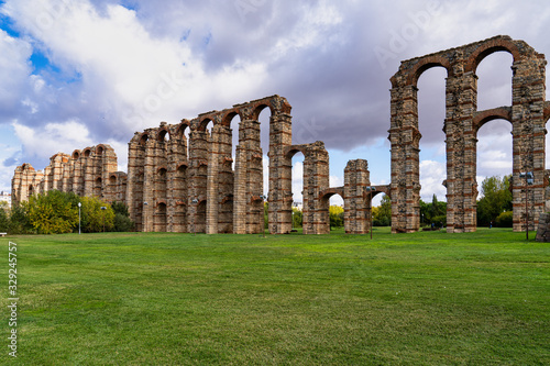 The Acueducto de los Milagros, Miraculous Aqueduct in Merida, Extremadura, Spain photo