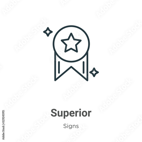 Superior outline vector icon. Thin line black superior icon, flat vector simple element illustration from editable signs concept isolated stroke on white background