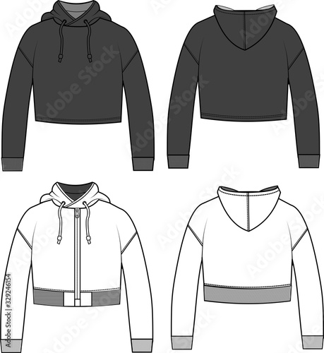 CROP HOODIE FASHION FLATS TEMPLATE