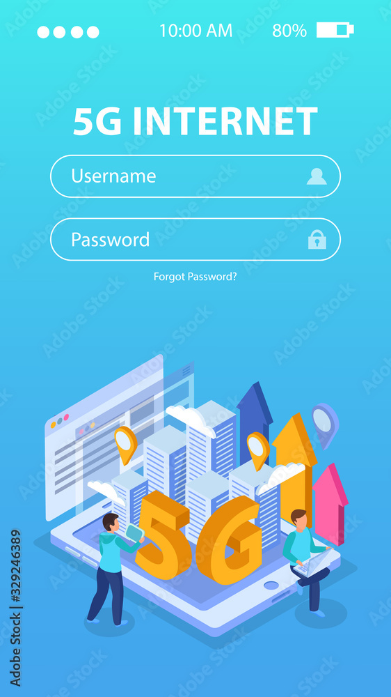 Isometric 5g Internet Background Isometric 5g Internet Background