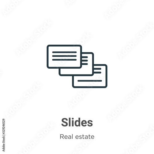 Slides outline vector icon. Thin line black slides icon, flat vector simple element illustration from editable real estate concept isolated stroke on white background