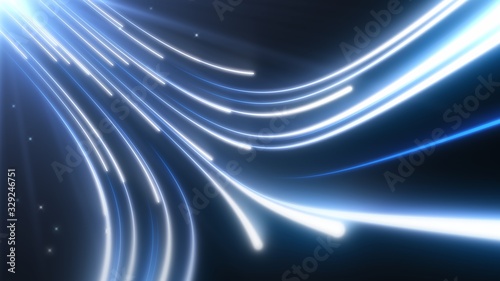Futuristic Digital Data Stream Light Ray Beams Flow in Cyberspace - Abstract Background Texture photo